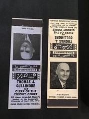 Vote Thomas J Cullimore Clerk of Circuit Court Matchbook Cover Pair