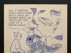 1956 Beetle Baily US Treasury Payroll Savings Cartoon Poster Mort Walker Vintage