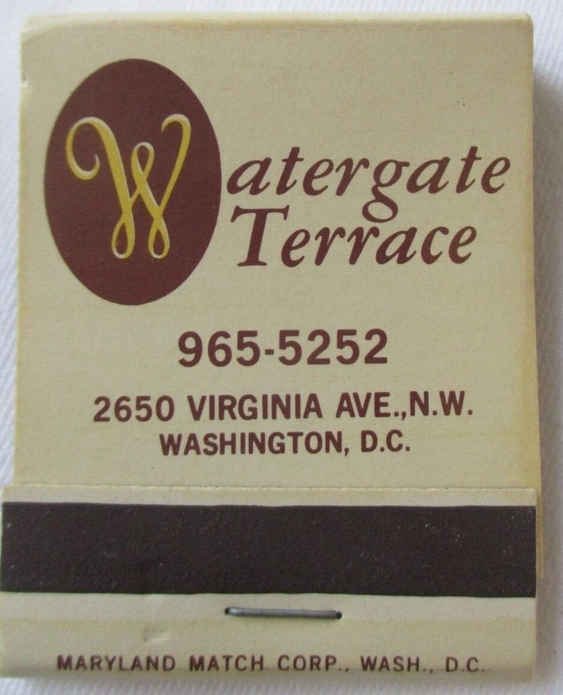 VINTAGE THE WATERGATE TERRACE WASHINGTON DC FRONT STRIKE MATCHBOOK – BRAND NEW