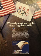 USPS Express Mail VTG 1990s PRINT AD 1991 Eagle Sponsor 1992 Olympics Barcelona
