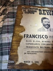 Fransico (Pancho ) Villa Poster 11”x8”-1915 Reward Wanted Sign Vtg