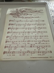 WOODSY OWL Color Pages (2) And Music Sheet Vtg