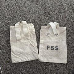 (2) US Gov’t White Canvas Bag (P4L) w/2 Snap 9×6 inches FSS & USGOVT Lettering