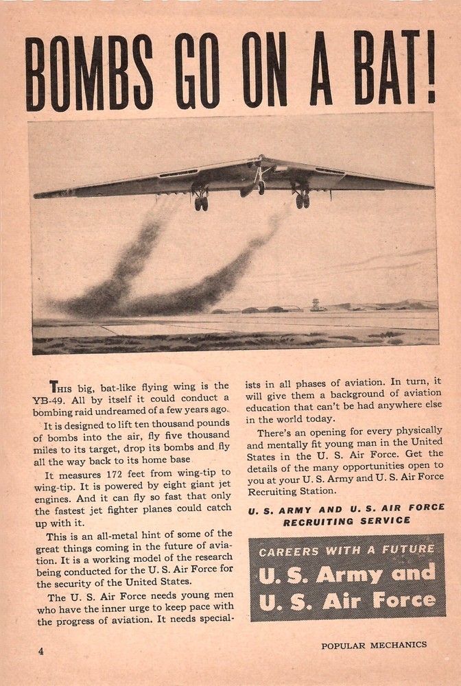 VINTAGE 1948 U.S. ARMY AIR FORCE RECRUITING SERVICE PRINT AD