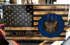 «US Navy» American Flag! 24″ X 16″ CNC Machined Rustic Wooden