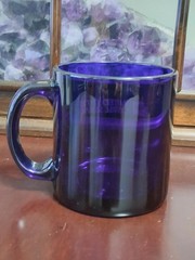USPS Cobalt Blue Glass Mug Mid-America District Etched Logo Made in USA