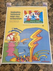 1974 Peter Max Design Expo 74 Spokane Environment Stamp Postal Service Lg Poster