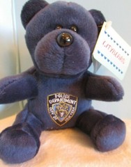 CITYBEARS POLICE DEPT NYPD US BRAVEST 9-11-01 BLUE TEDDY BEAR 5″ SITTING