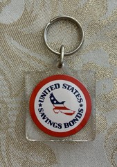 Vintage Treasury Department US Savings Bond Division Acrylic Keychain 1.5”X 1.5”
