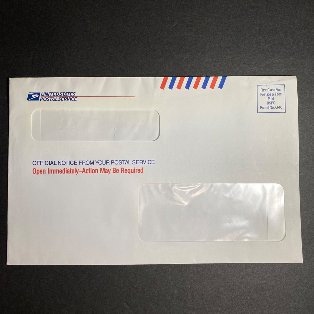 Vtg USPS Envelope First-Class Mail Window Postage United States Postal Service