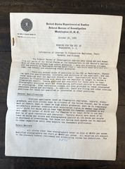 Vintage FBI Application Letter Paper LOT 1950s Government Dept of Justice