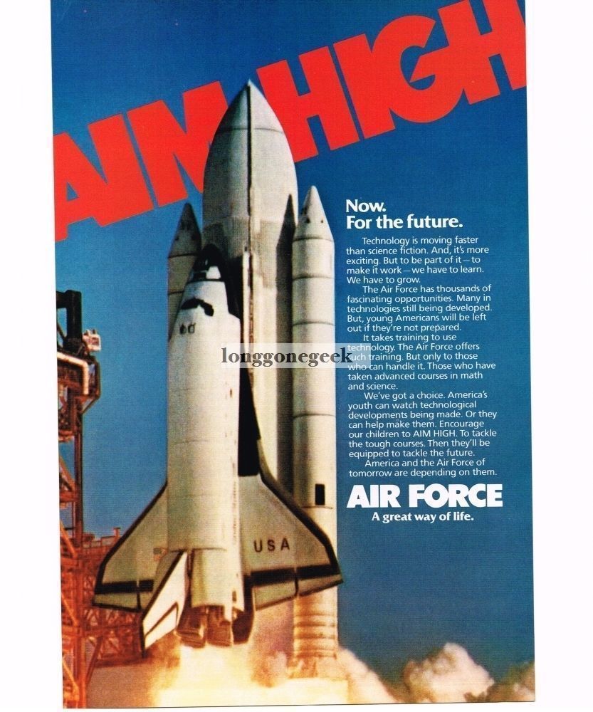 1984 USAF Air Force Recruiting Enlistment NASA Shuttle Astronaut Print Ad