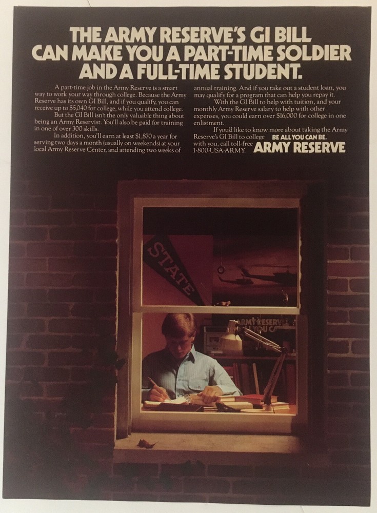 U.S. Army Reserve Be All You Can Be 1988 Vintage Print Ad 8×11 Inches Wall Decor