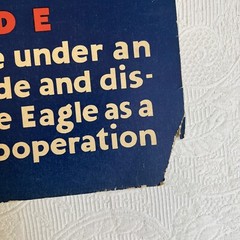RARE 1933 Blue Eagle CODE NRA National Recovery Administration Cardboard Sign