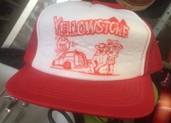Snapback Mesh Trucker Cap Hat Yellowstone Park 1983 Bear Red White