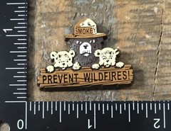 Vintage Smokey The Bear Baby Bears Cubs Prevent Wildfires Plastic Lapel Hat Pin