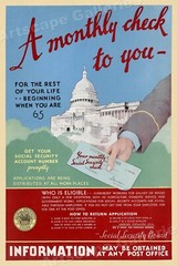 1935 Social Security «A Monthly Check To You» Advertising Poster – 16×24