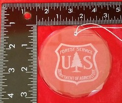USFS Forest Service Dept of Agriculture Beveled Crystal Ornament Blue Gift Box