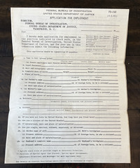 Vintage FBI Application Letter Paper LOT 1950s Government Dept of Justice
