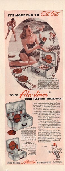 1949 Aladdin PRINT AD Party Outing Kit Traveling Family Picnic