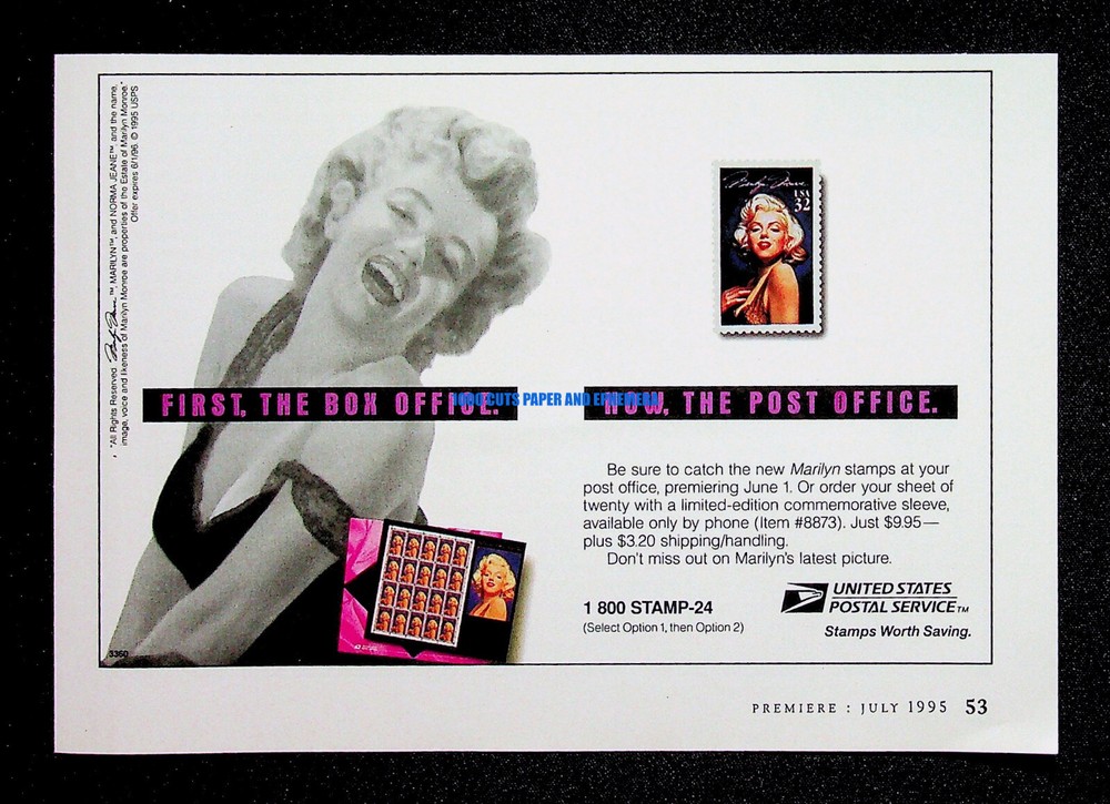 Marilyn Monroe Stamps USPS 1995 Trade Print Magazine Ad Poster ADVERT