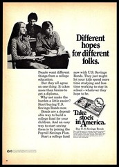 1974 U.S Savings Bonds College Fund Students B&W Vintage Photo PRINT AD 1970s