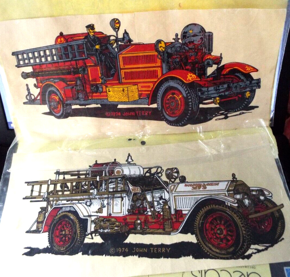 Vintage 1974 Fire Engine Truck by Decorative Decals 12.5″ x 6″ by John Terry