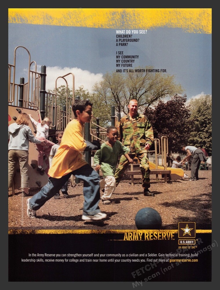 Army Reserve Fighting For My Community 2000s Print Advertisement Ad 2005