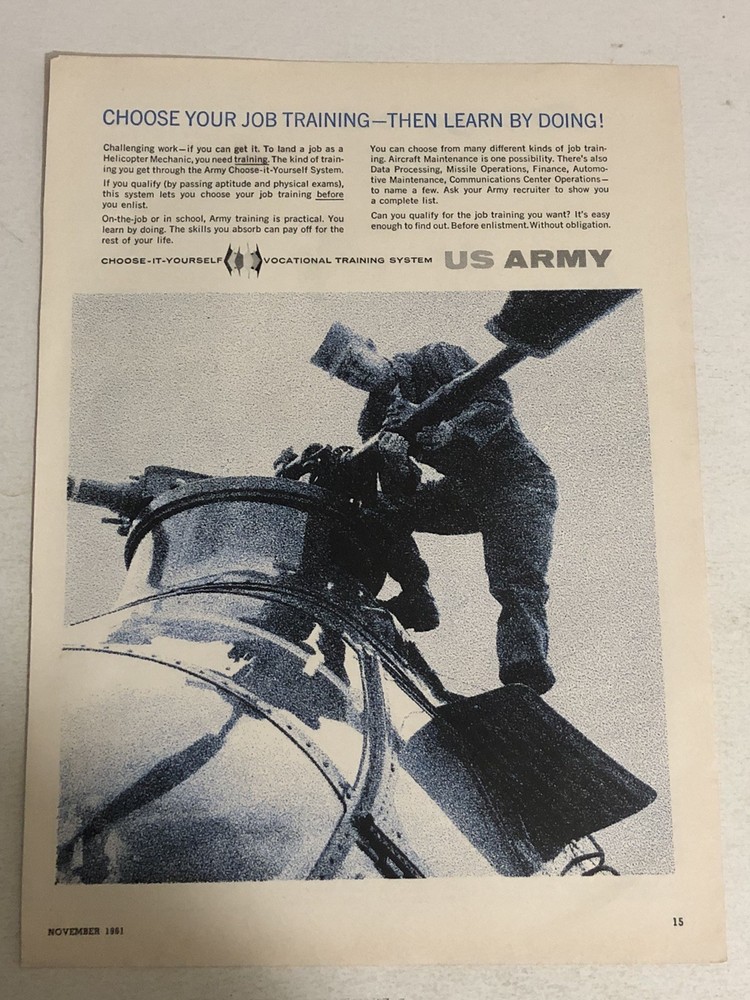 1961 United States Army Vintage Military Print Ad Advert pa8