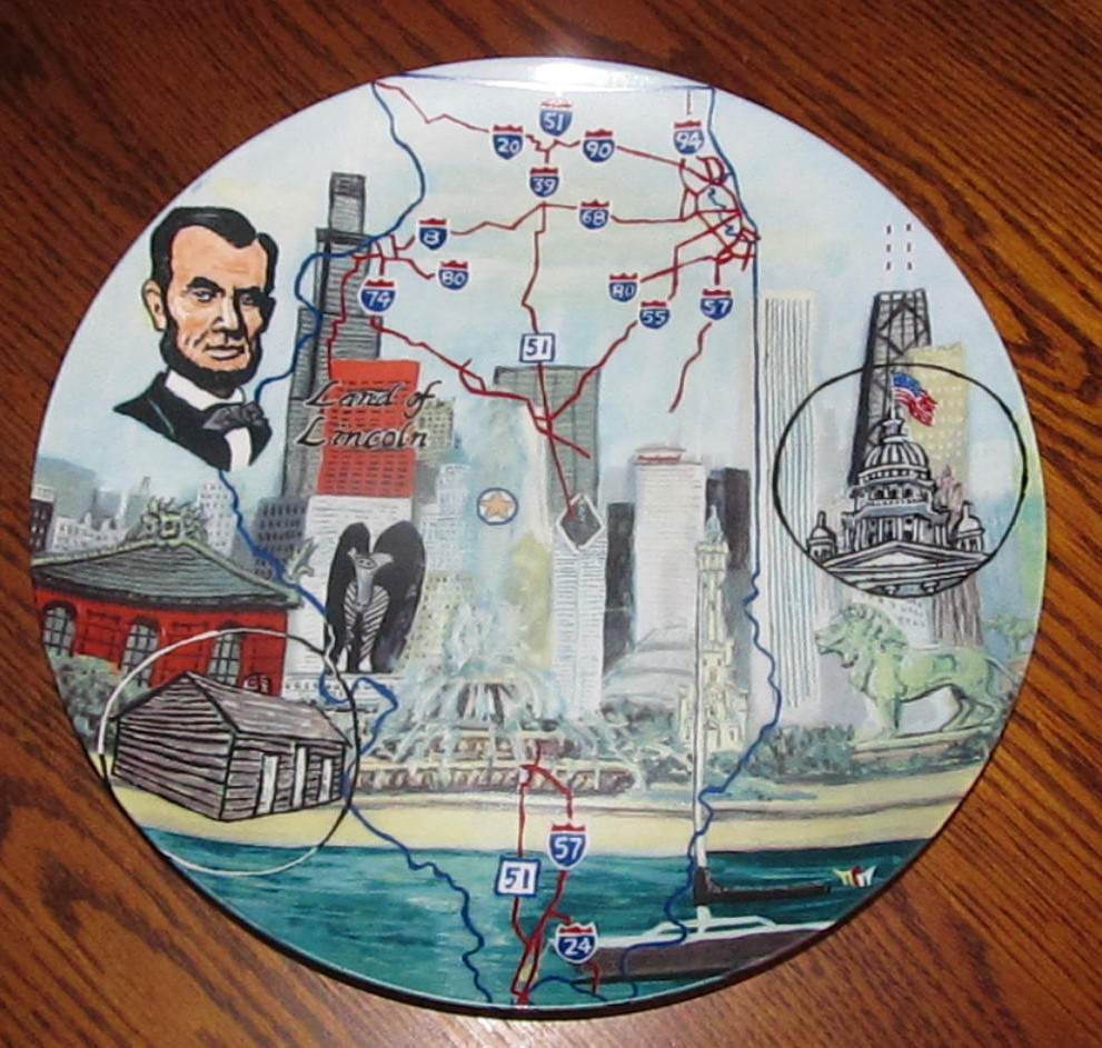 Land of Lincoln Illinois Art Collector Plate Postmaster Convention Chicago USA