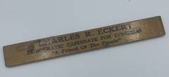 VINTAGE ADVERTISING 6″ RULER WOOD ~VOTE CHARLES R. ECKERT CONGRESS DEMOCRATIC***