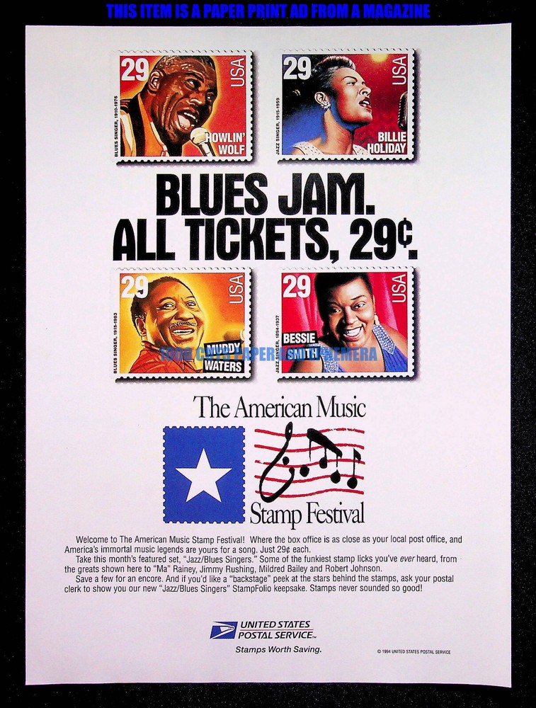 American Music Stamps USPS 1994 Trade Print Magazine Ad Poster ADVERT