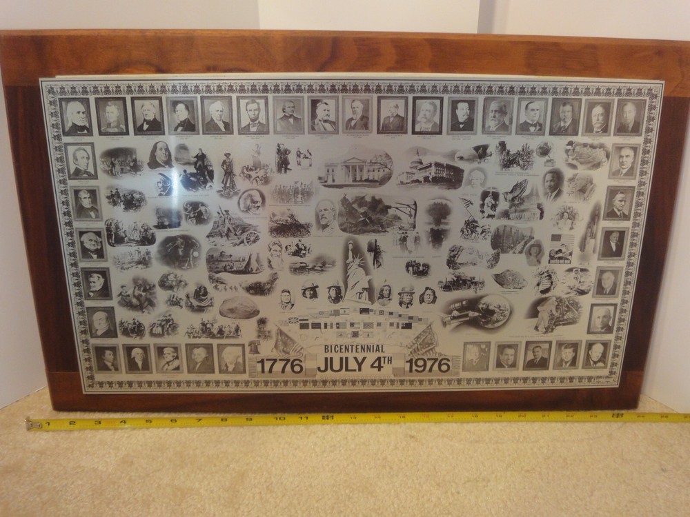 Rare! Vintage United States Bicentennial History Tin Lithograph Plaque. J Ligon