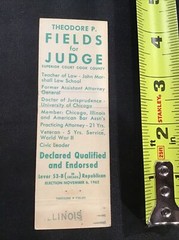 Theodore P Fields Cook County for Judge Election Ad Matchbook Cover