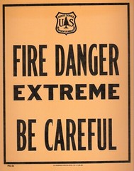 Old 1967 Forest Service Sign FIRE DANGER EXTREME