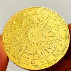 Zodiac Sign Coins Celestial Astrology Collectable Coin Hand-painted