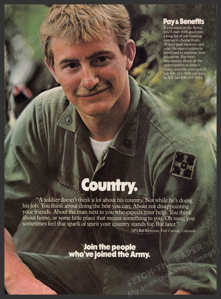Army 1970s Magazine Print Advertisement 1977 SP4 Bill Robeson Fort Carson CO