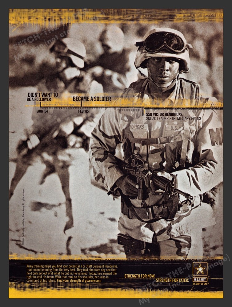 U.S. Army SSG Victor Hendricks Military Police 2000s Print Advertisement Ad 2005