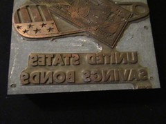 VINTAGE U. S. SAVINGS BONDS CAMPAIGN LETTERPRESS PLATE COPPER BRONZE WOOD BLOCK