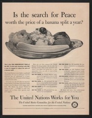 1955 UNITED NATIONS 10th Anniversary – COSTS ONLY 54 CENTS PER YEAR – VINTAGE AD