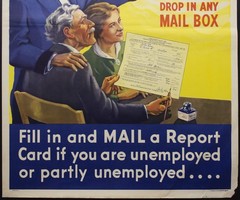 1937 United States Unemployment Census Uncle Sam Poster Depression Era Vintage