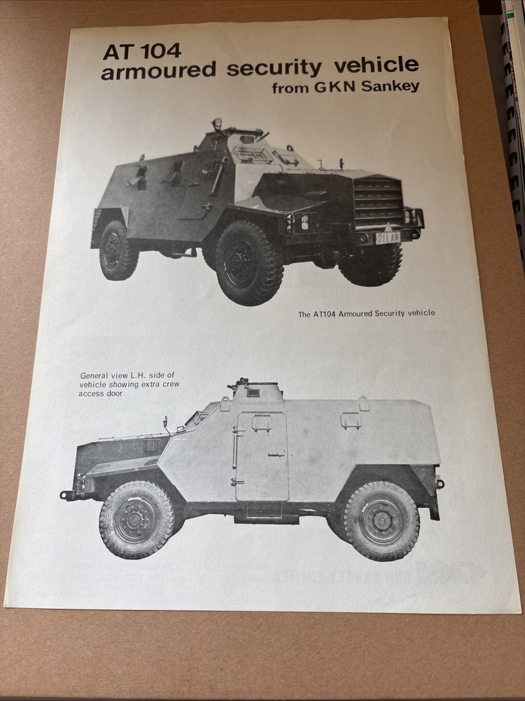 Vintage 1973 GKN Sankey AT104 AT 104 Armoured Security Military Vehicle Brochure