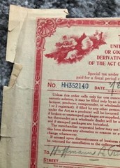 Antique IRS Treasury Department Paper Form 1920 for Opium Cocoa Leaves Sheet