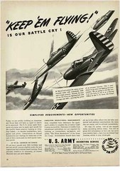 1942 US ARMY Recruiting Enlistment Vintage Print Ad BELL P-39 Airacobra