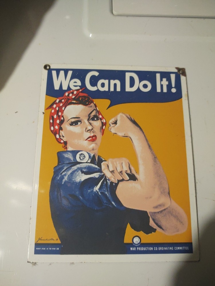 WE CAN DO IT! Rosie the Riveter Metal Poster Sign Ande Rooney 9.5″ X 7.5″