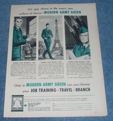 1957 US Army Vintage Recruitment Ad «Get Your Choice in the Smart, New Uniform..
