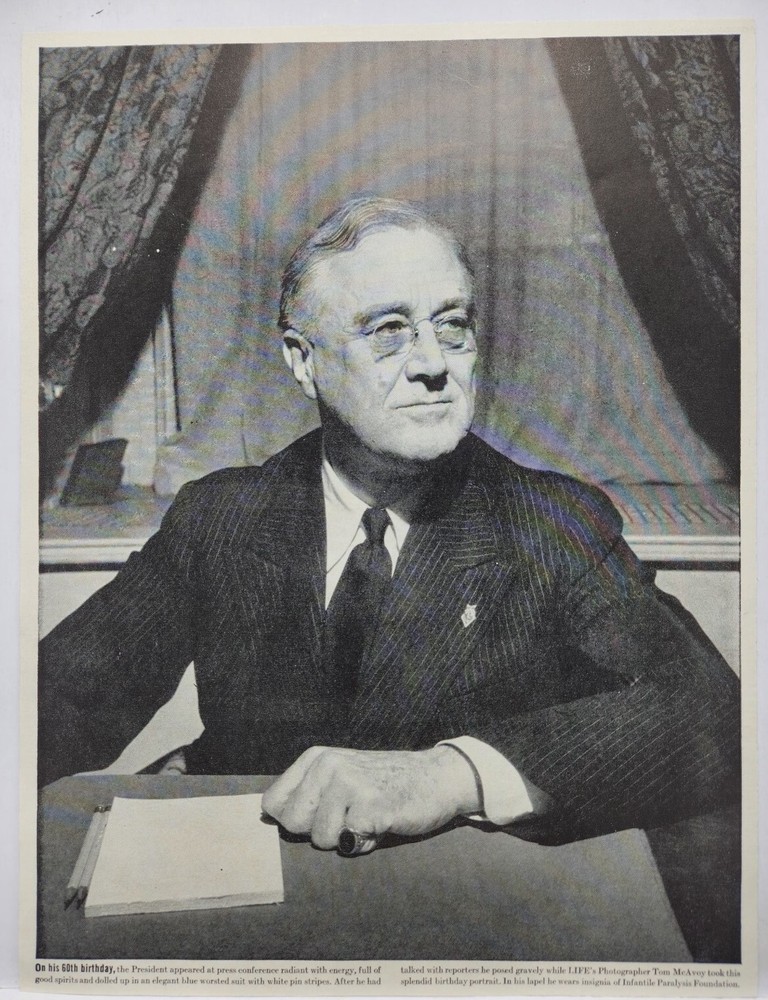 1942 FDR Franklin D Roosevelt 60th Birthday Original Print Ad 40’s Life Magazine