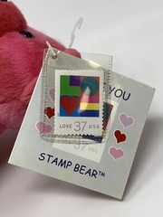 USPS I Love You Stamp Bear Bean Bag Plush Stuffed Animal Timeless Toys 2002 READ