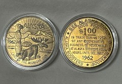 Set Of 2 See Alaska Too 1962 Trade Token $1 Boosters Souvenir Coins Money