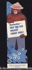 Smokey Bear Only You Can Prevent Forest Fires Vintage Graphic Bookmark Ruler